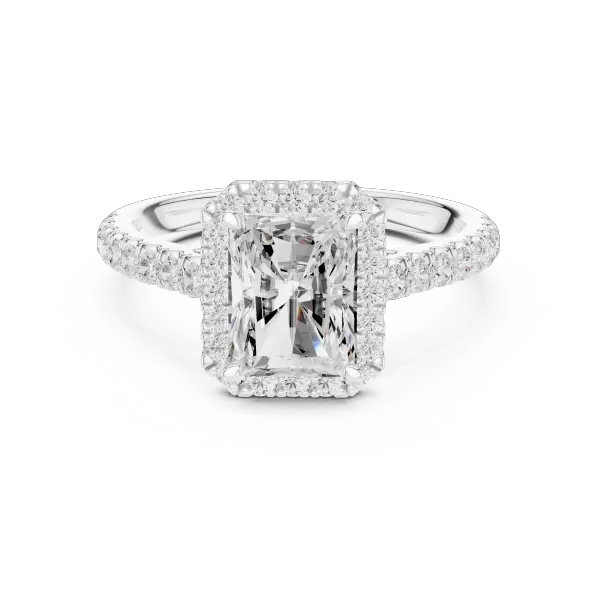 1.98 Ct Lab Grown Radiant 14K Yellow Gold Diamond Halo Engagement Ring