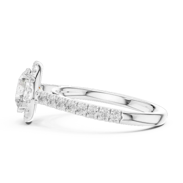 18K White Gold Lab Grown Round Diamond Halo Engagement Ring