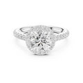 18K White Gold Lab Grown Round Diamond Halo Engagement Ring