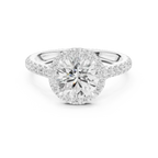 18K White Gold Lab Grown Round Diamond Halo Engagement Ring