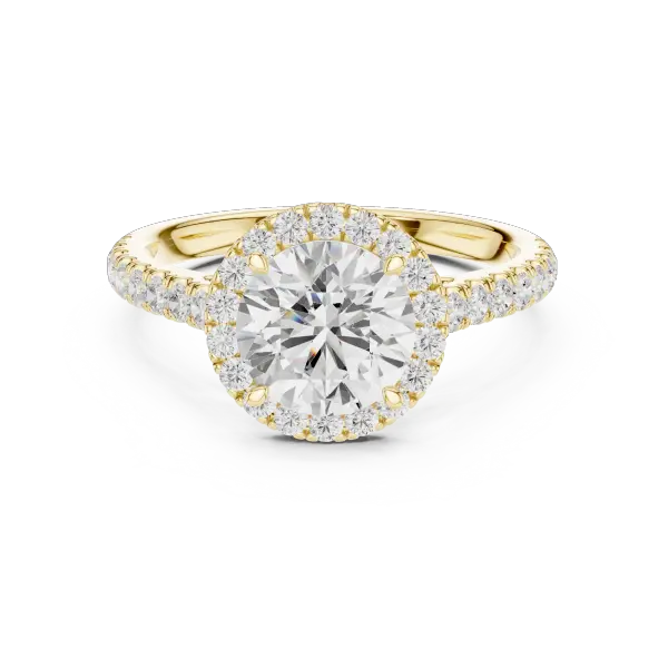 18K White Gold Lab Grown Round Diamond Halo Engagement Ring