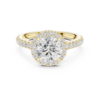 18K White Gold Lab Grown Round Diamond Halo Engagement Ring