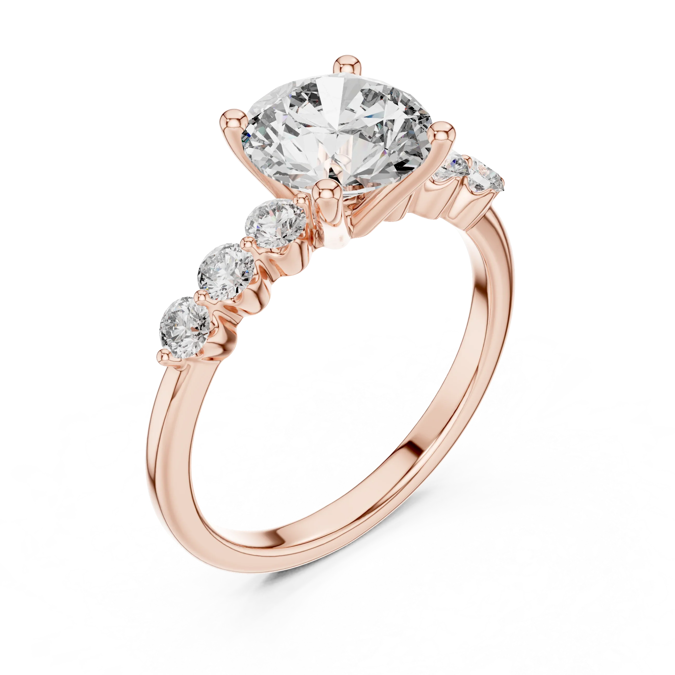 Round Cut Lab Grown Pave Engagement Ring