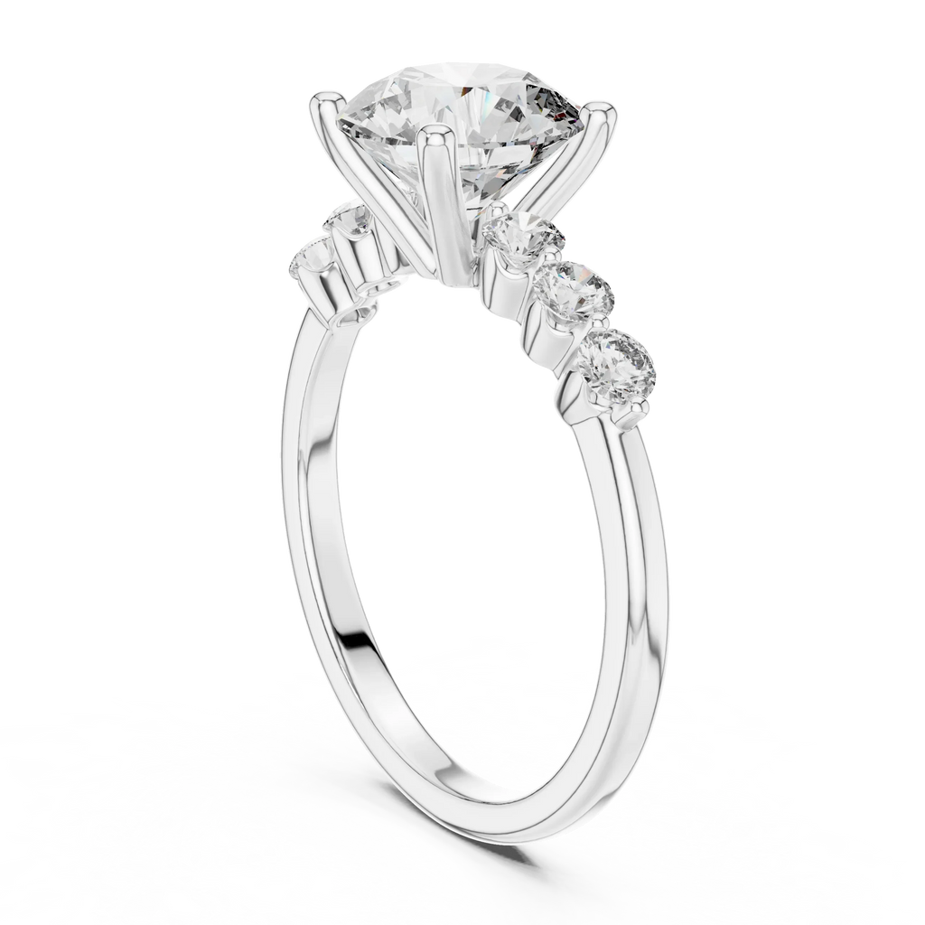 Round Cut Lab Grown Pave Engagement Ring