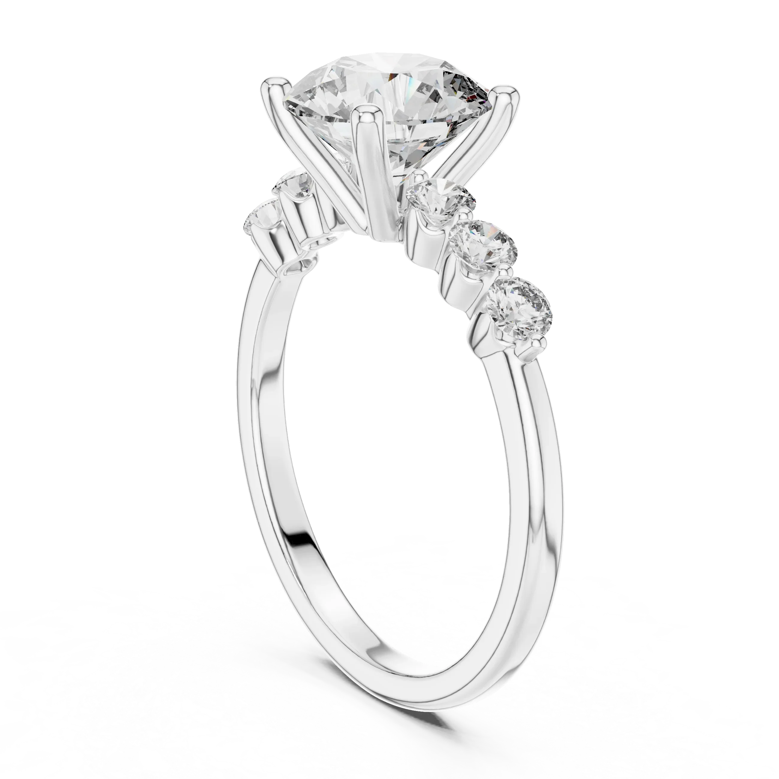 Round Cut Lab Grown Pave Engagement Ring