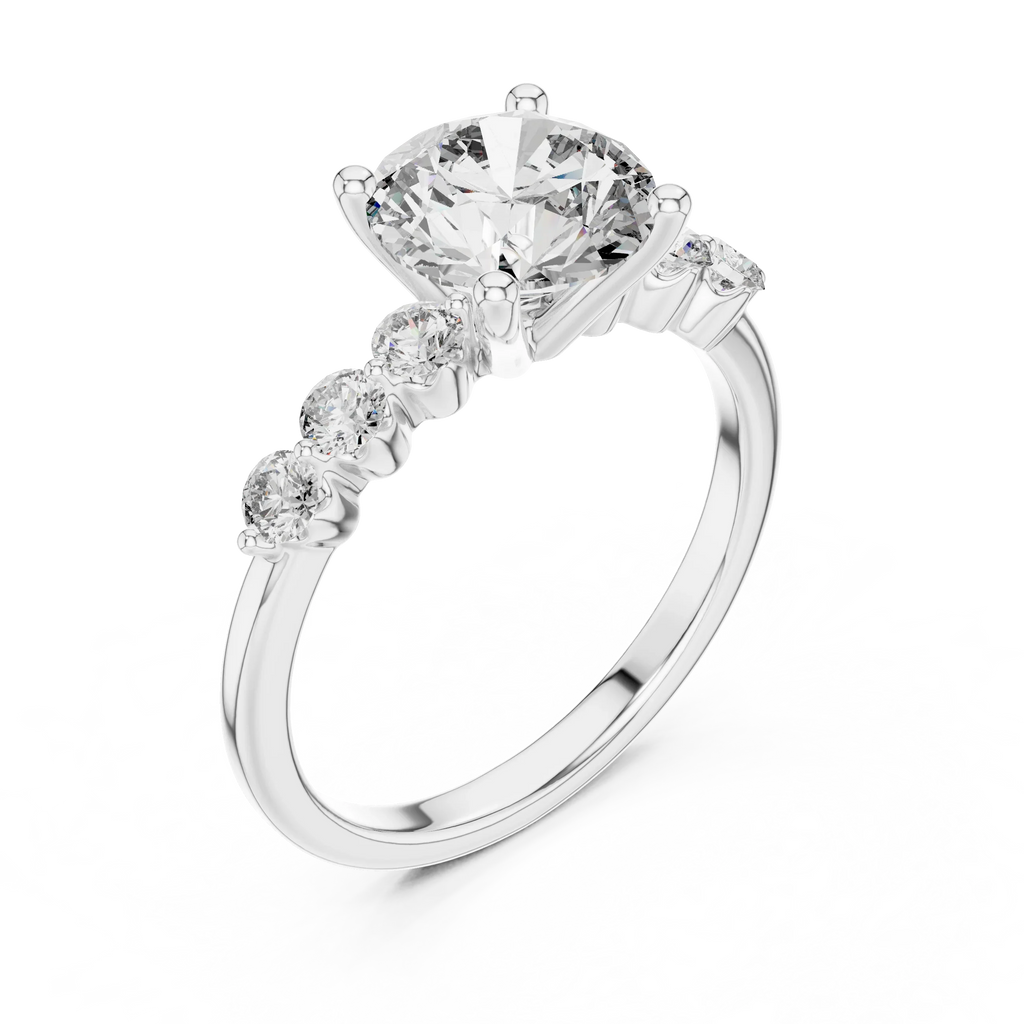 Round Cut Lab Grown Pave Engagement Ring
