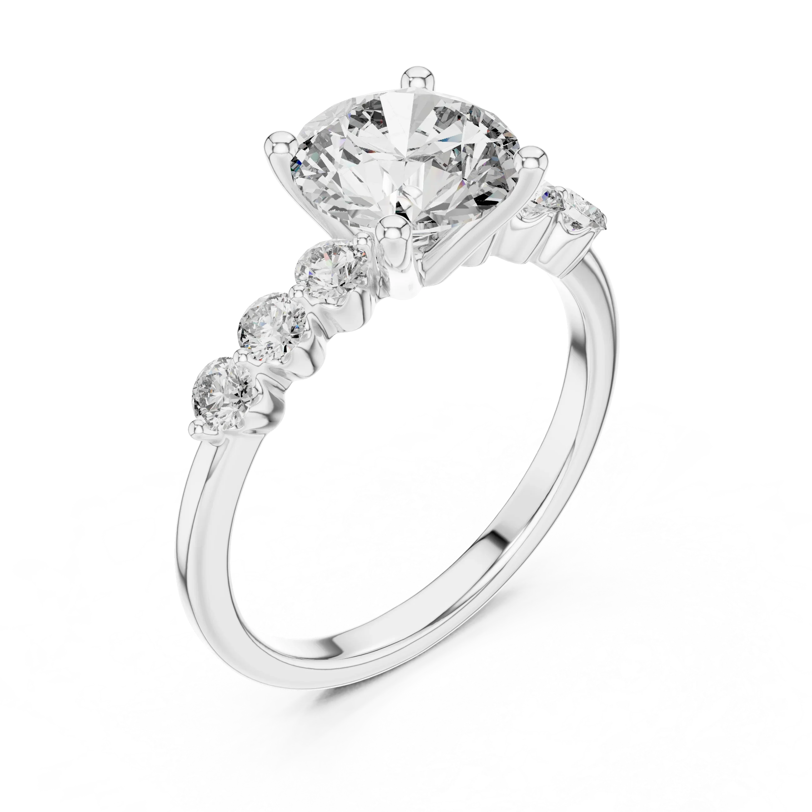 Round Cut Lab Grown Pave Engagement Ring