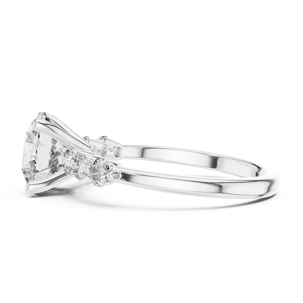 Round Cut Lab Grown Pave Engagement Ring