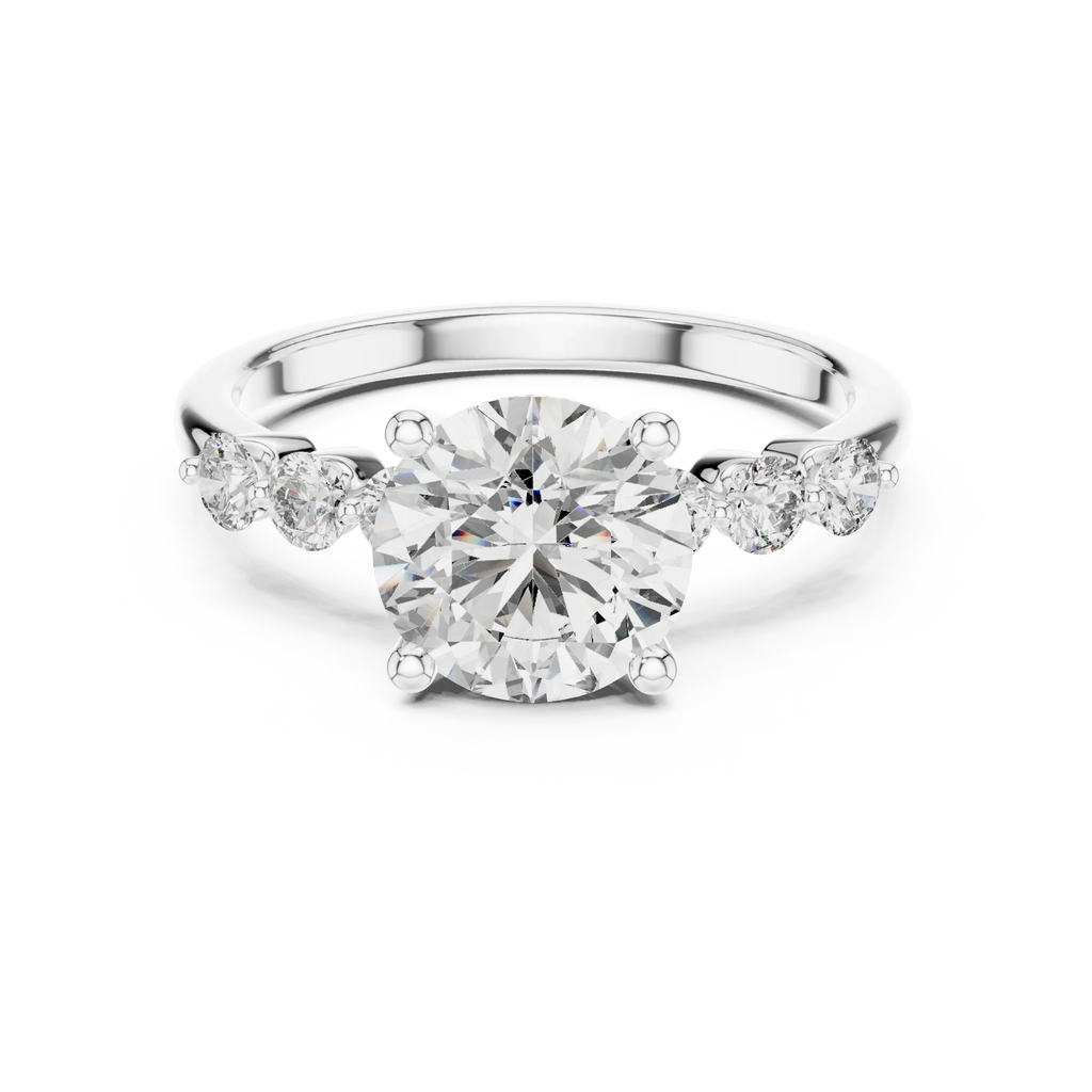 Round Cut Lab Grown Pave Engagement Ring