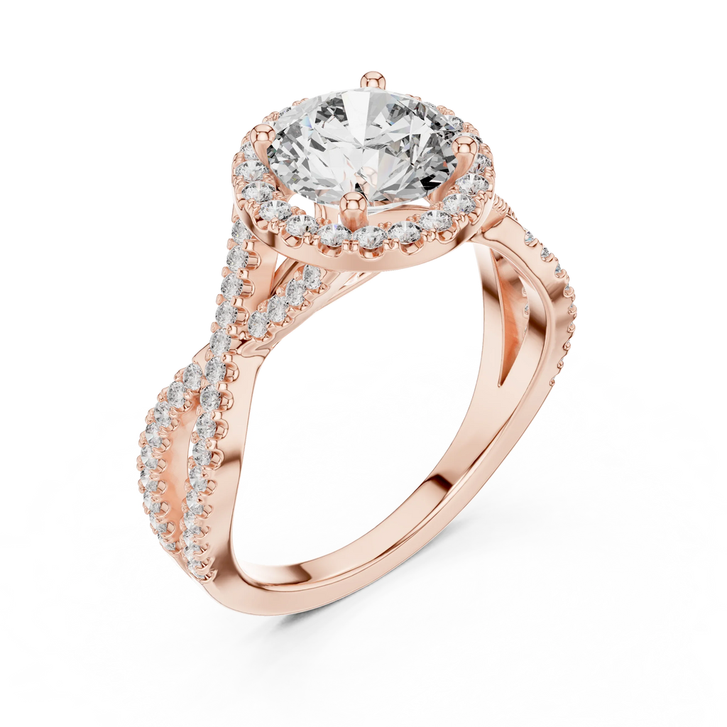 VVS1 Round Brilliant Moissanite Wedding Ring with Side Stones