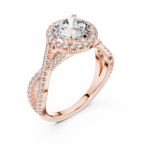 VVS1 Round Brilliant Moissanite Wedding Ring with Side Stones