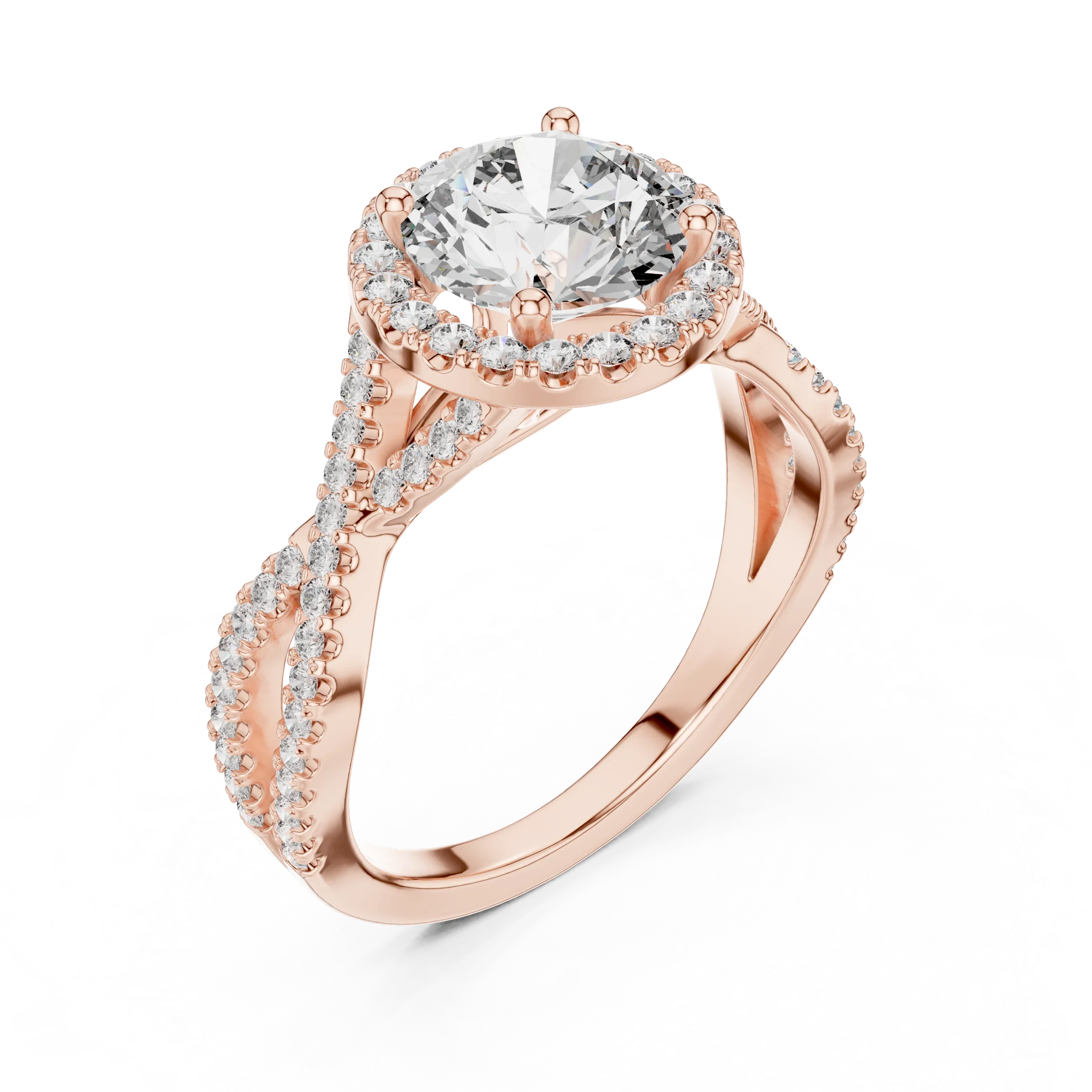 VVS1 Round Brilliant Moissanite Wedding Ring with Side Stones