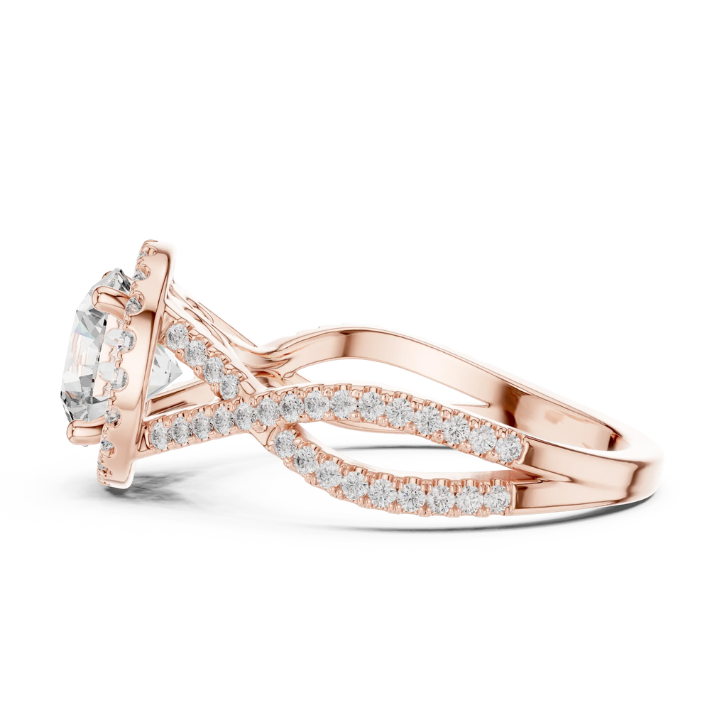 VVS1 Round Brilliant Moissanite Wedding Ring with Side Stones