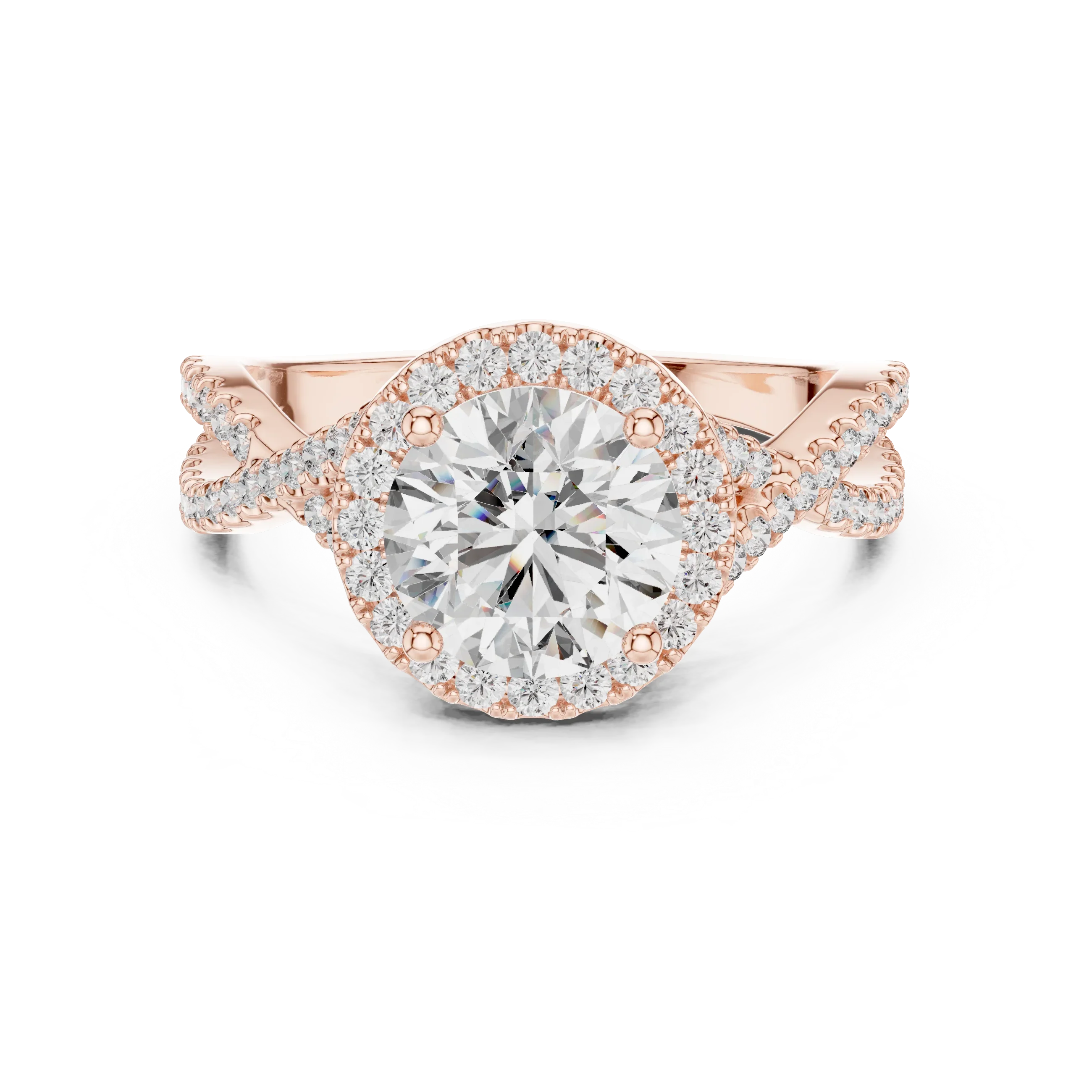 VVS1 Round Brilliant Moissanite Wedding Ring with Side Stones