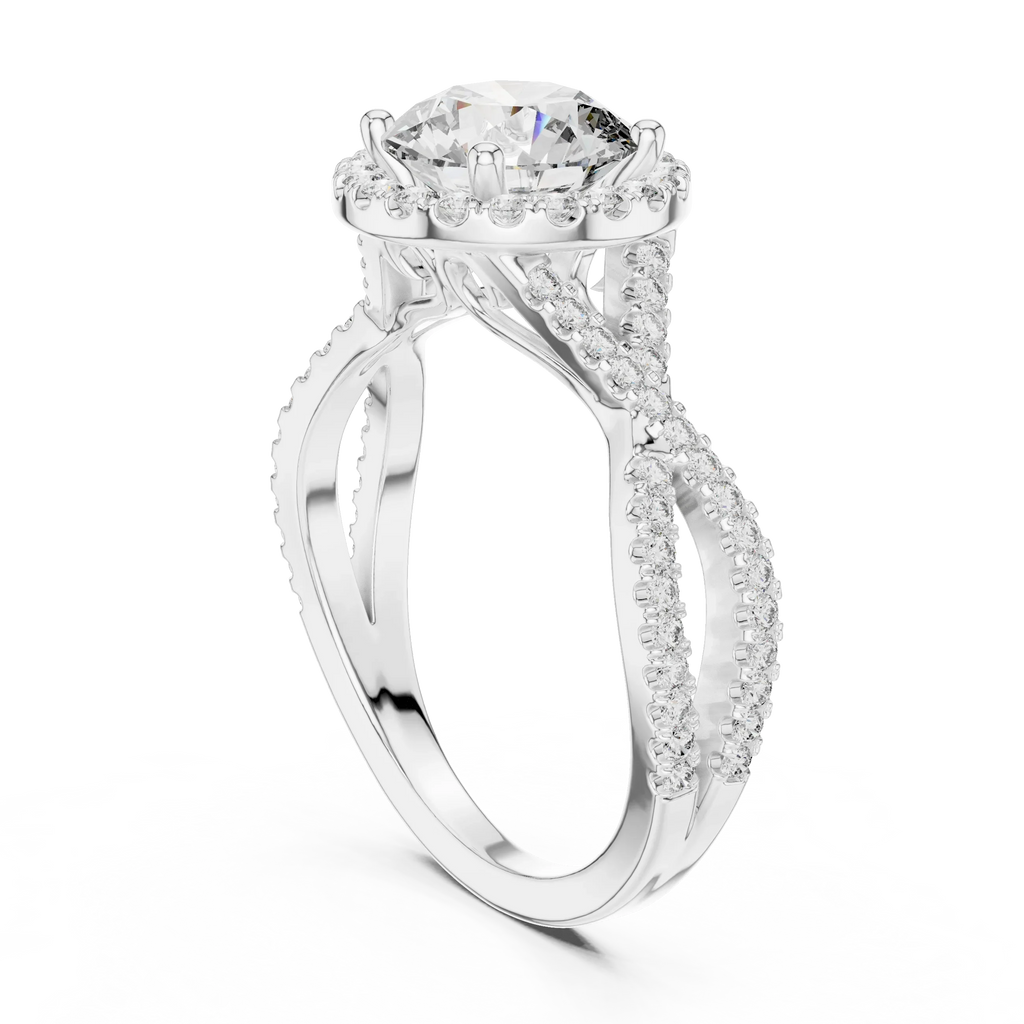 VVS1 Round Brilliant Moissanite Wedding Ring with Side Stones