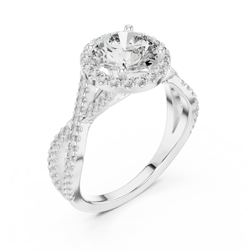 VVS1 Round Brilliant Moissanite Wedding Ring with Side Stones