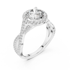 VVS1 Round Brilliant Moissanite Wedding Ring with Side Stones