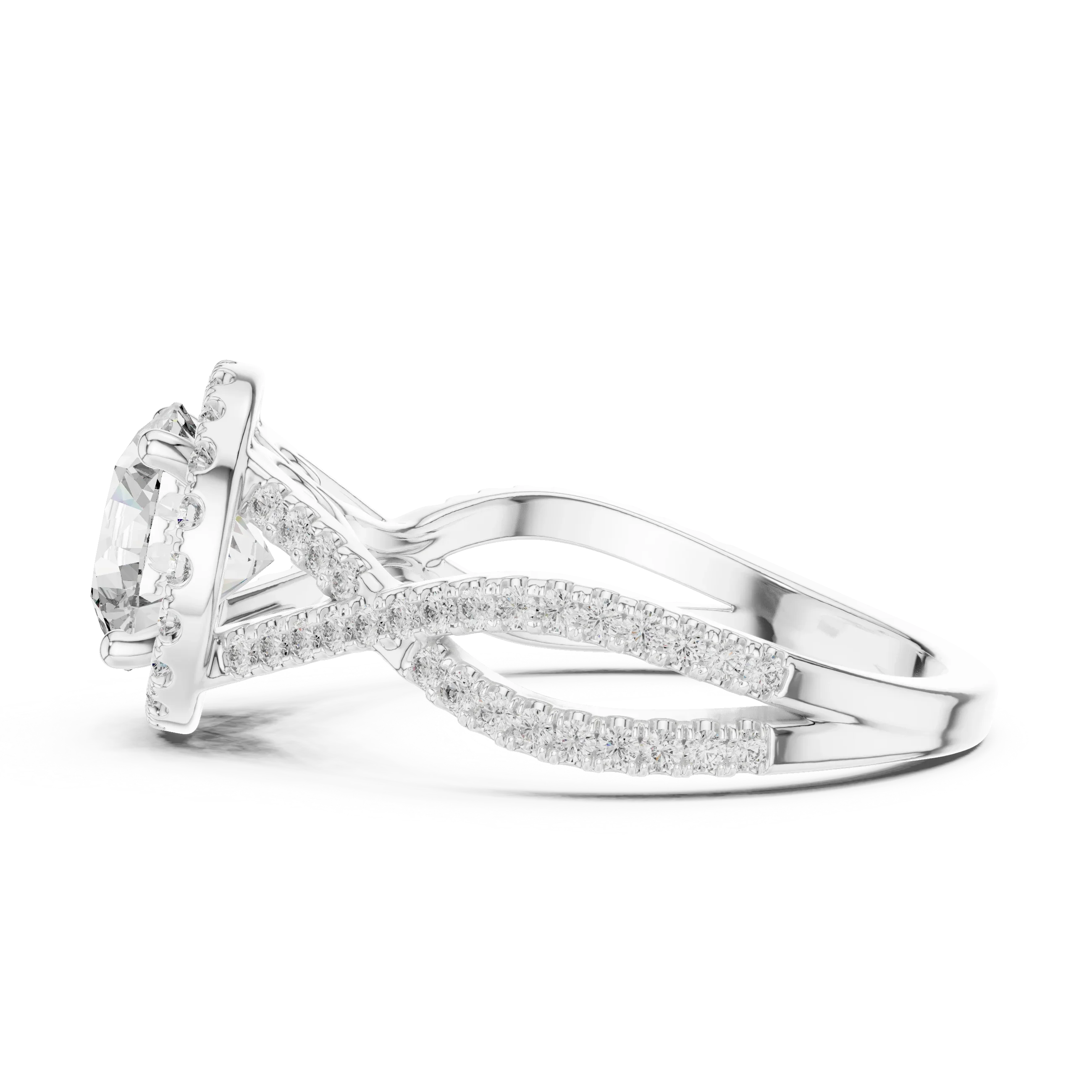 VVS1 Round Brilliant Moissanite Wedding Ring with Side Stones