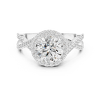 VVS1 Round Brilliant Moissanite Wedding Ring with Side Stones