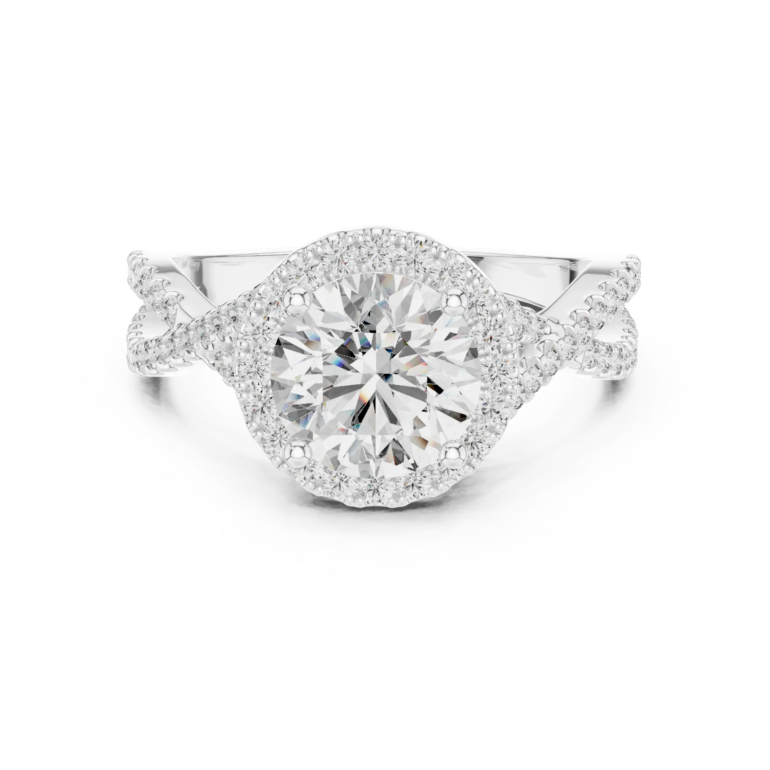 VVS1 Round Brilliant Moissanite Wedding Ring with Side Stones