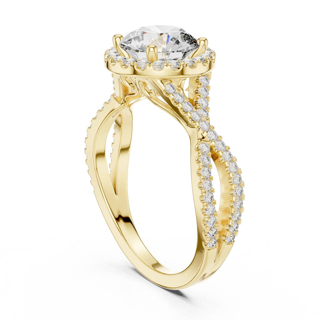 VVS1 Round Brilliant Moissanite Wedding Ring with Side Stones