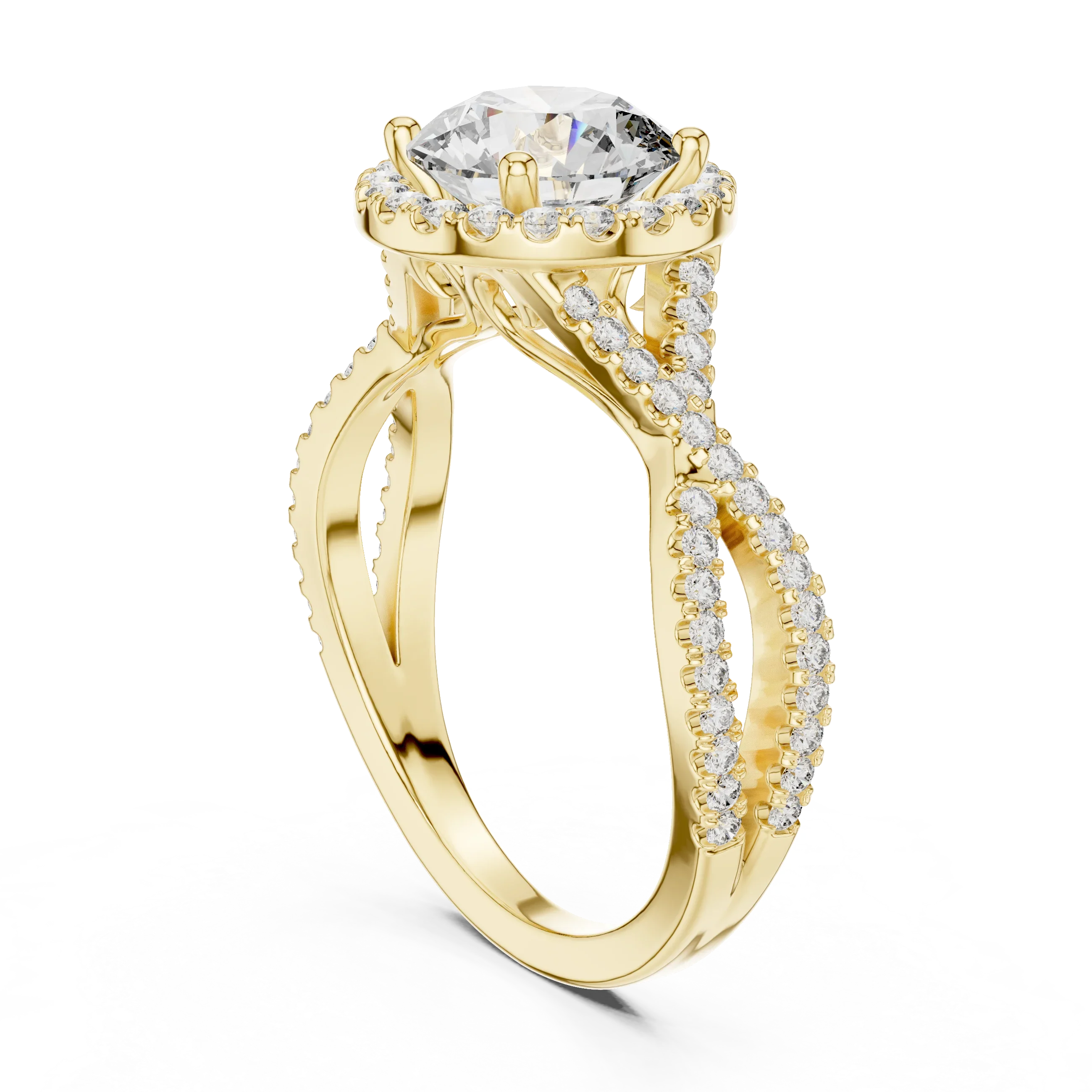 VVS1 Round Brilliant Moissanite Wedding Ring with Side Stones