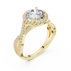VVS1 Round Brilliant Moissanite Wedding Ring with Side Stones