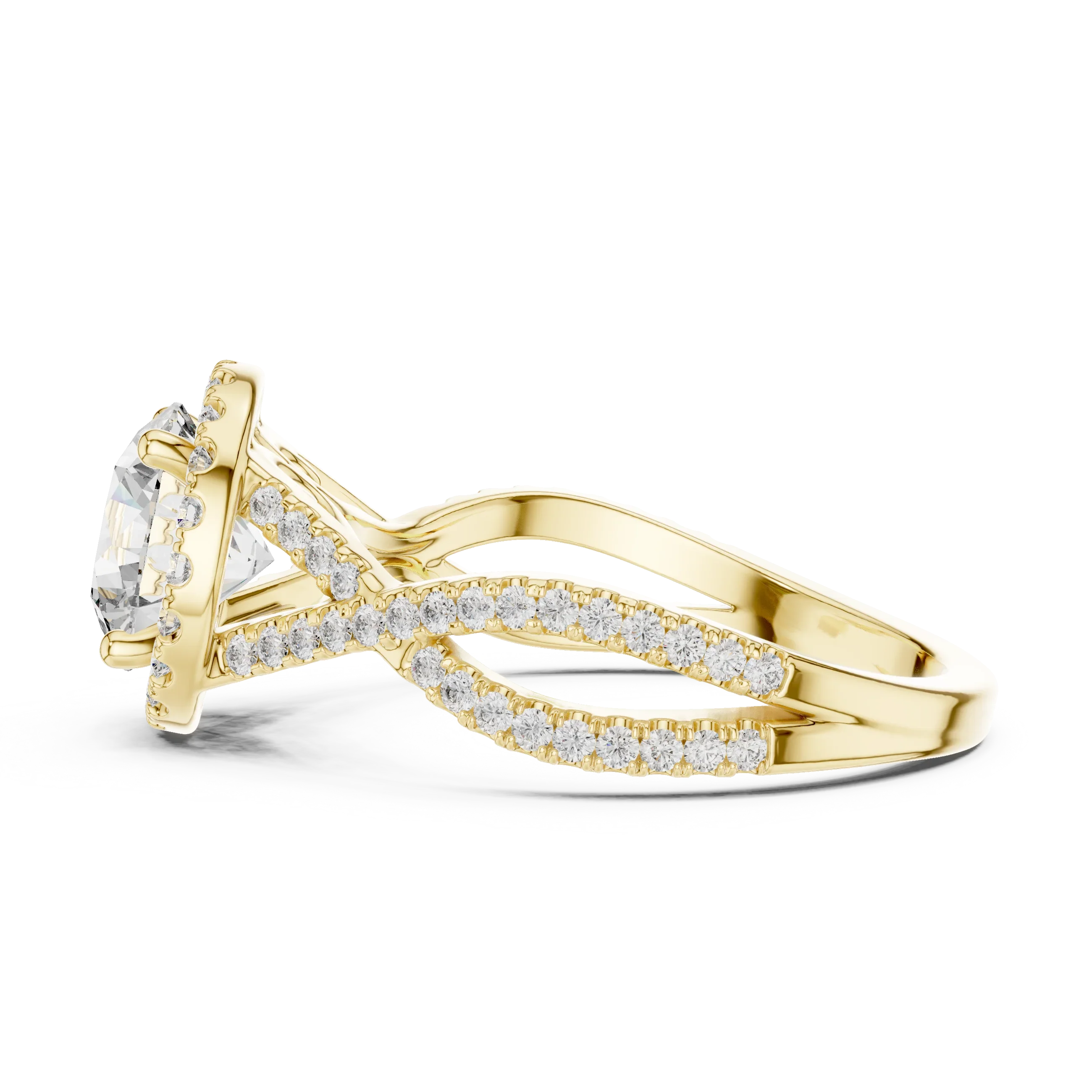 VVS1 Round Brilliant Moissanite Wedding Ring with Side Stones