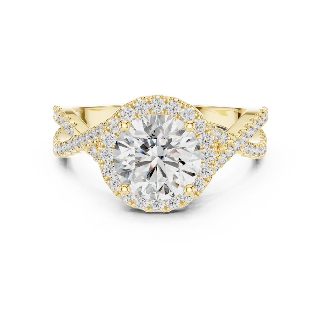 VVS1 Round Brilliant Moissanite Wedding Ring with Side Stones