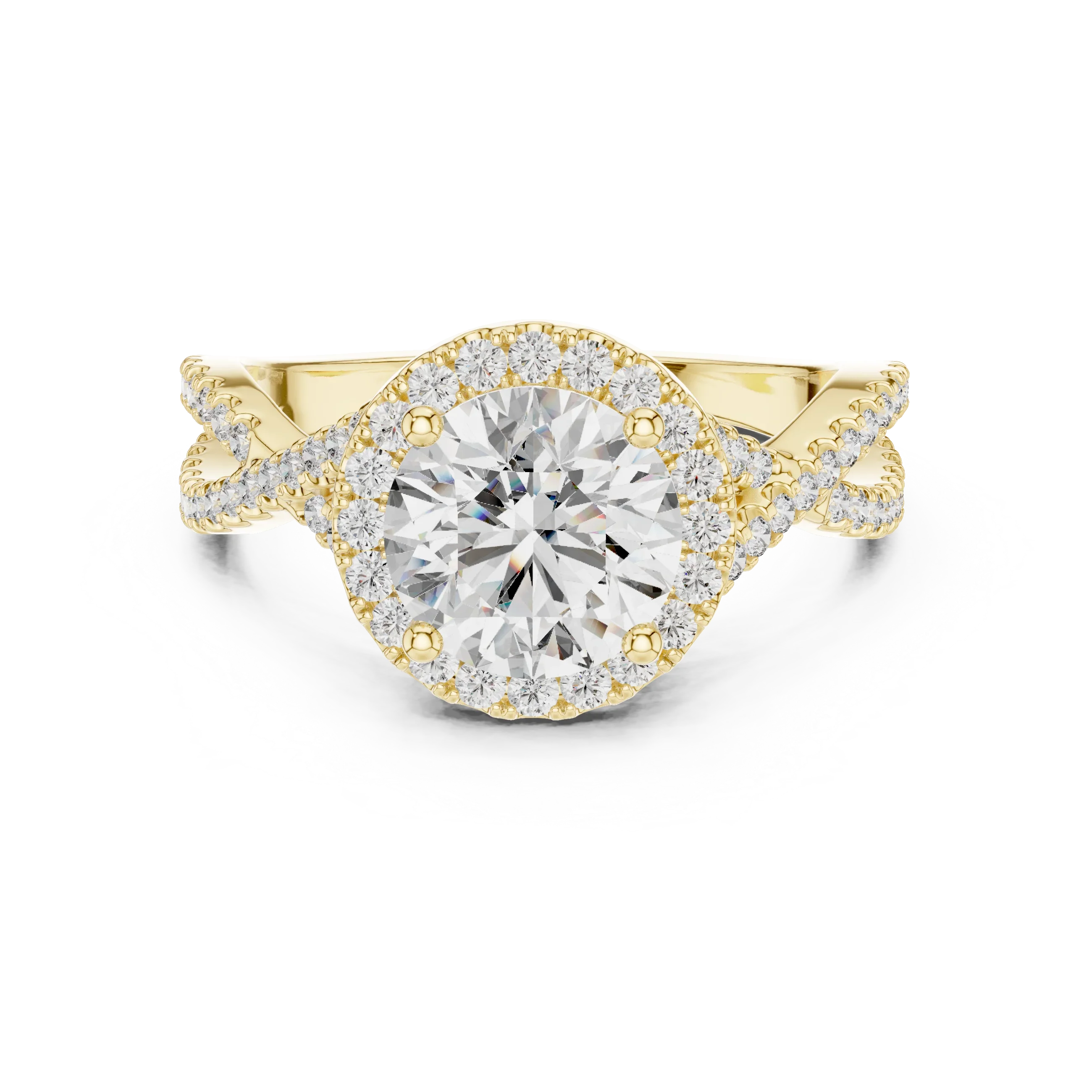 VVS1 Round Brilliant Moissanite Wedding Ring with Side Stones