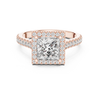 1.96 CT Princess Cut 14K Gold Halo Engagement Diamond Ring