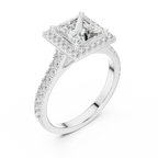 1.96 CT Princess Cut 14K Gold Halo Engagement Diamond Ring