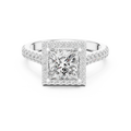 1.96 CT Princess Cut 14K Gold Halo Engagement Diamond Ring