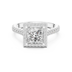 1.96 CT Princess Cut 14K Gold Halo Engagement Diamond Ring