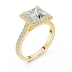 1.96 CT Princess Cut 14K Gold Halo Engagement Diamond Ring