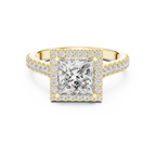 1.96 CT Princess Cut 14K Gold Halo Engagement Diamond Ring
