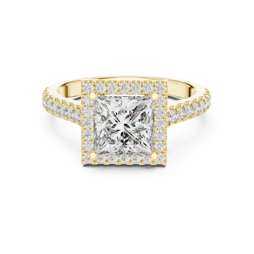 1.96 CT Princess Cut 14K Gold Halo Engagement Diamond Ring
