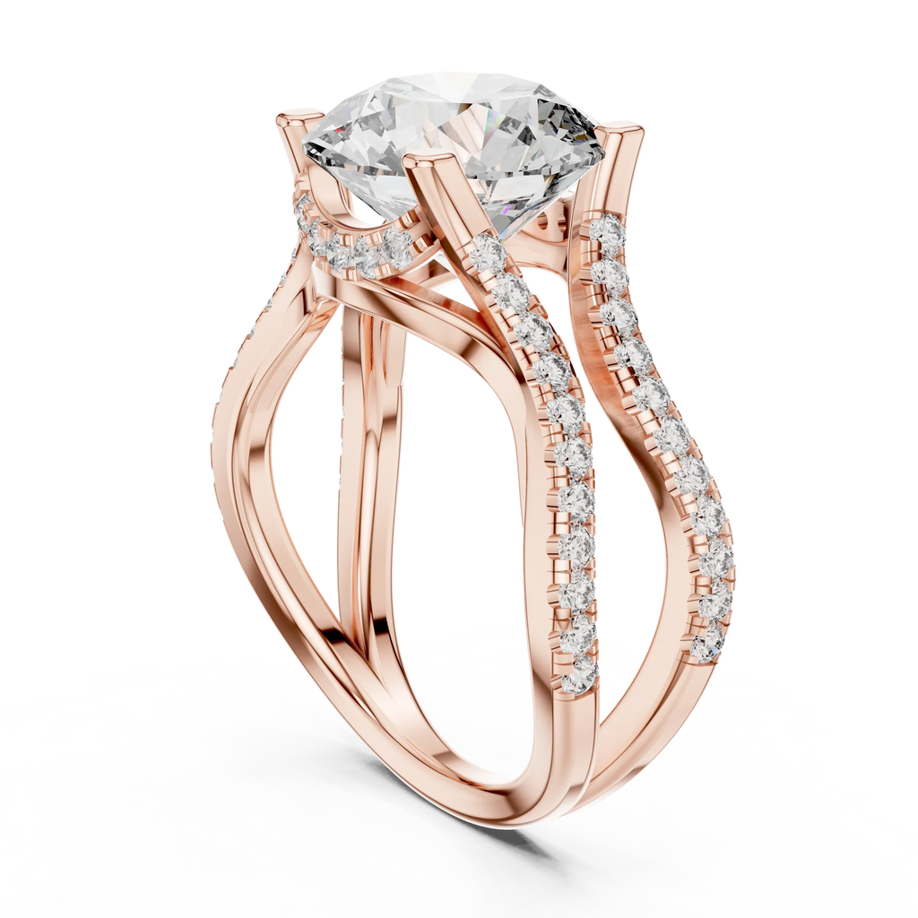 3.89 CT Lab Grown Diamond Round Accented Engagement Ring