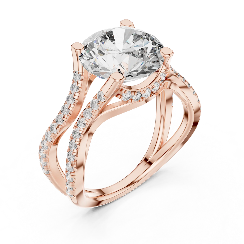 3.89 CT Lab Grown Diamond Round Accented Engagement Ring
