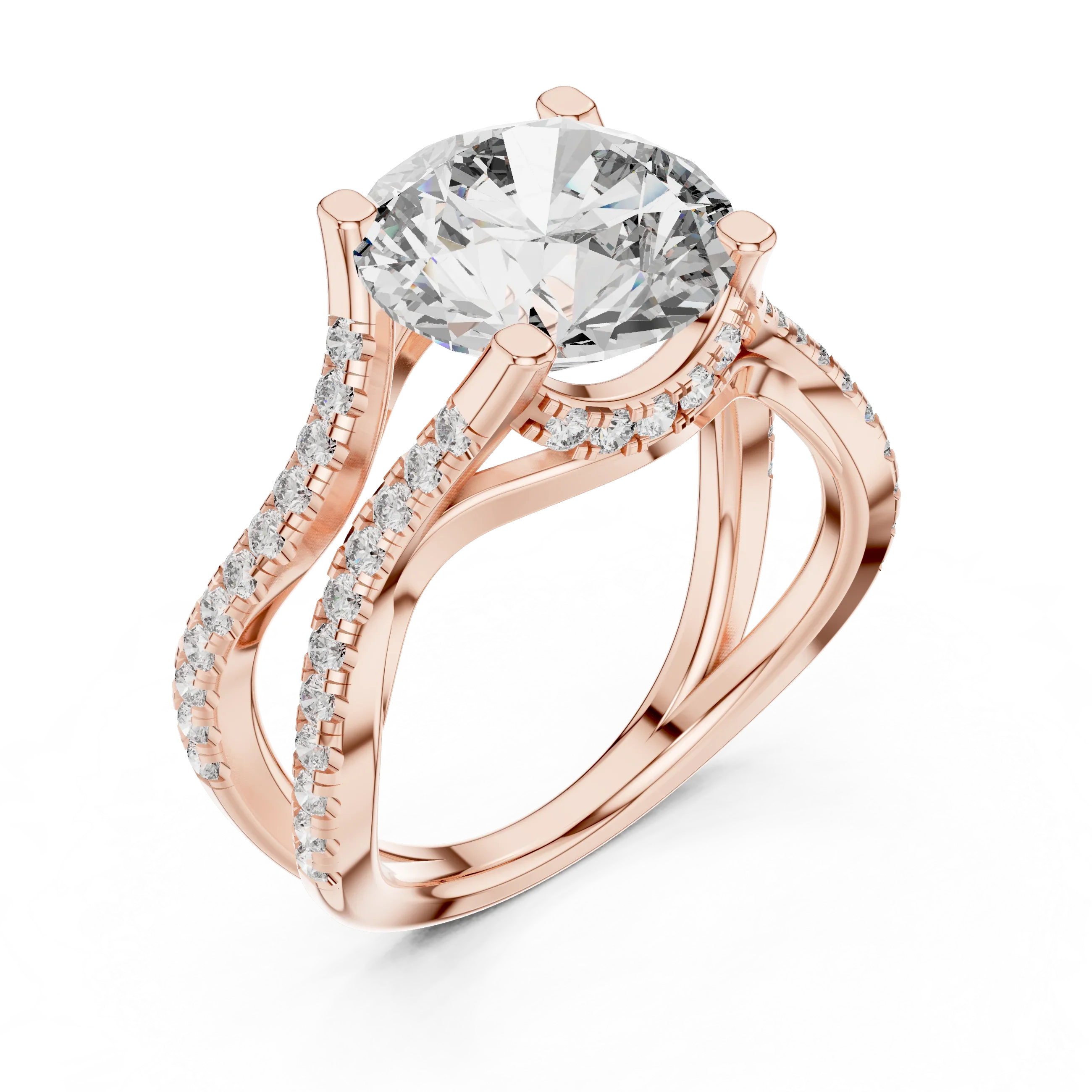 3.89 CT Lab Grown Diamond Round Accented Engagement Ring