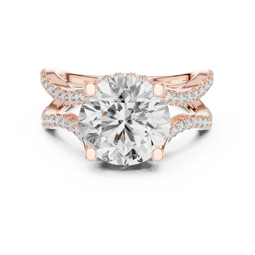 3.89 CT Lab Grown Diamond Round Accented Engagement Ring