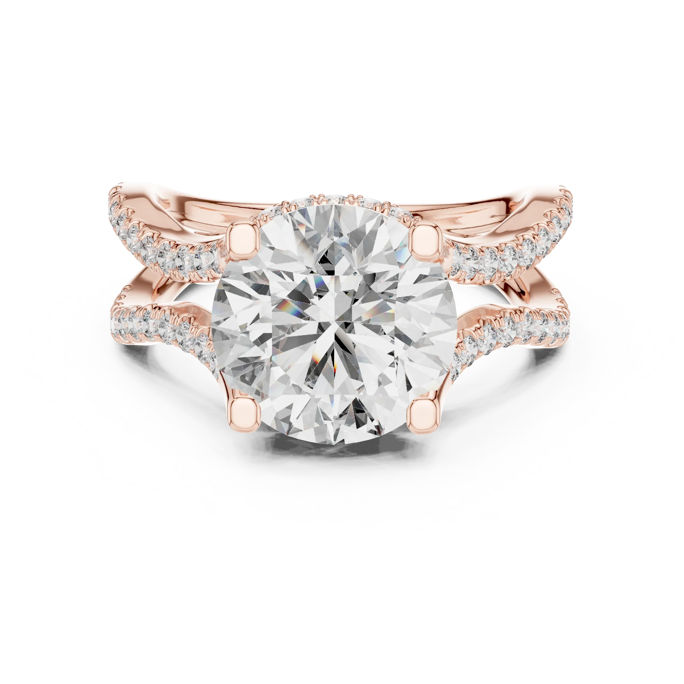 3.89 CT Lab Grown Diamond Round Accented Engagement Ring