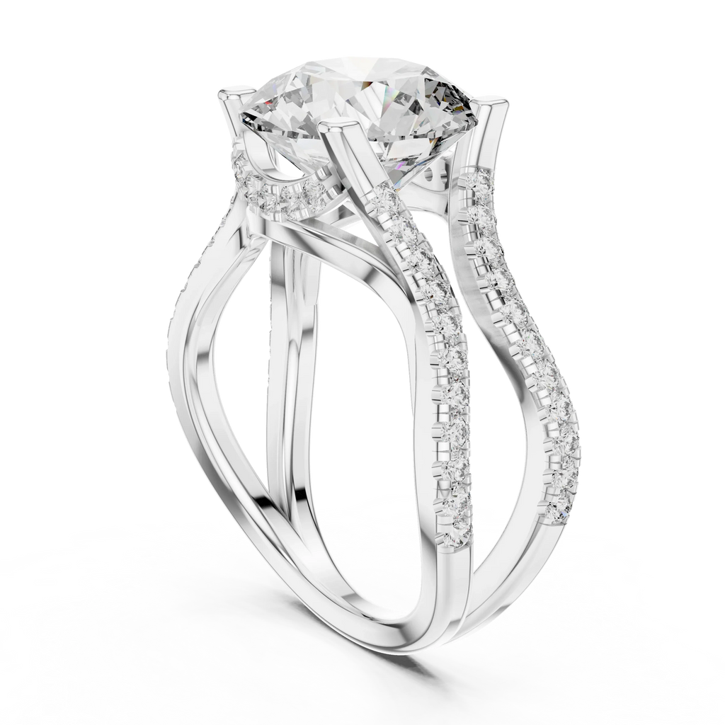 3.89 CT Lab Grown Diamond Round Accented Engagement Ring