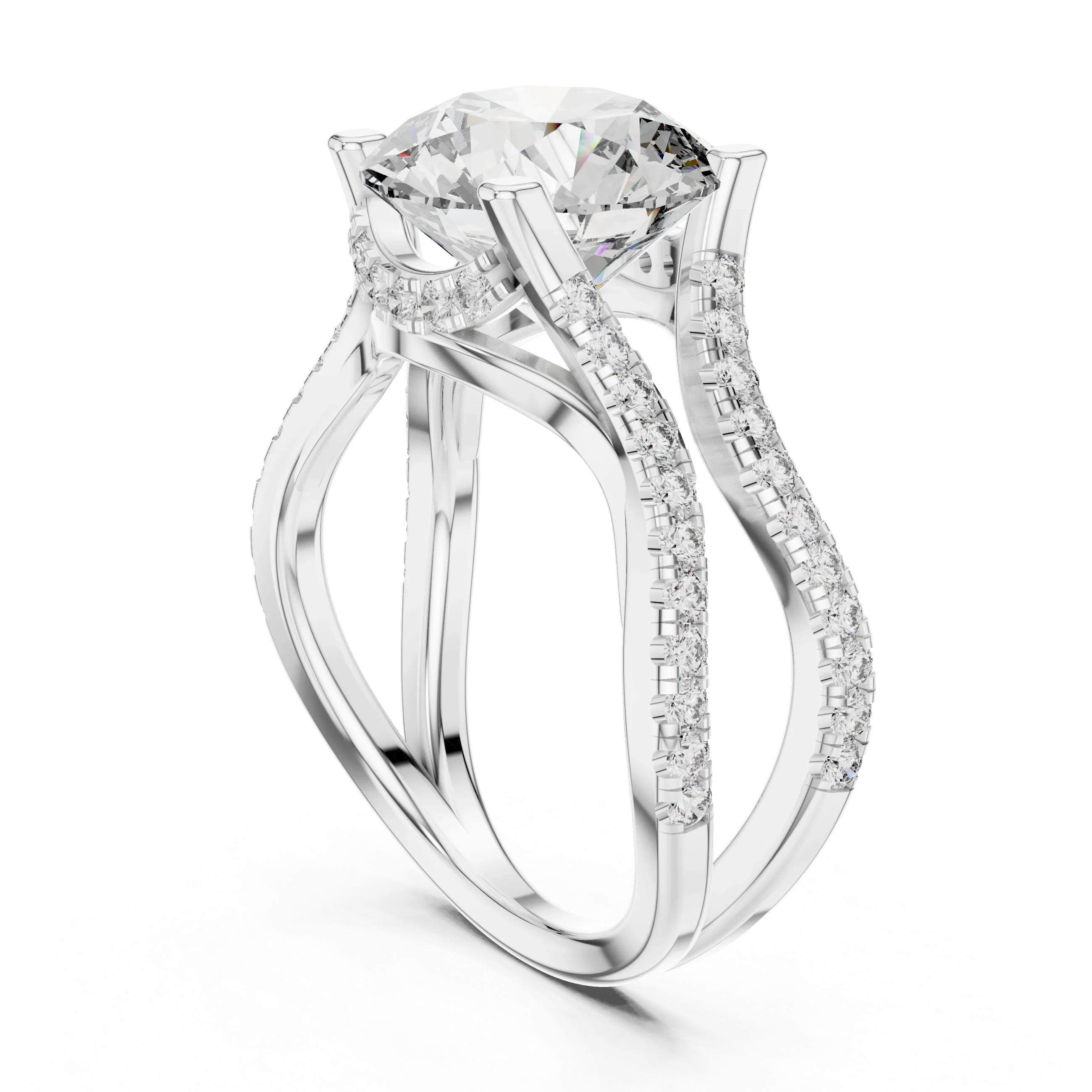 3.89 CT Lab Grown Diamond Round Accented Engagement Ring