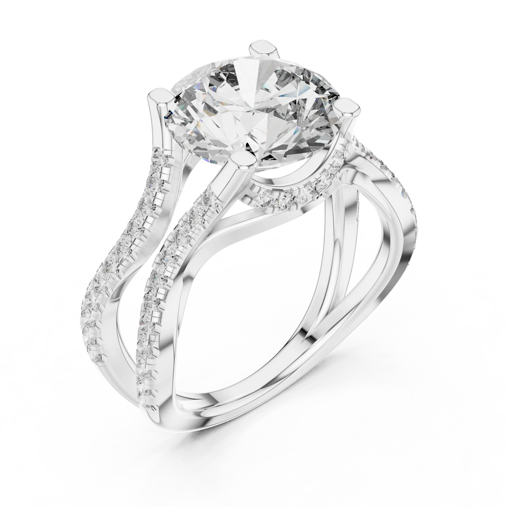 3.89 CT Lab Grown Diamond Round Accented Engagement Ring