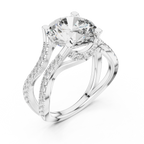 3.89 CT Lab Grown Diamond Round Accented Engagement Ring