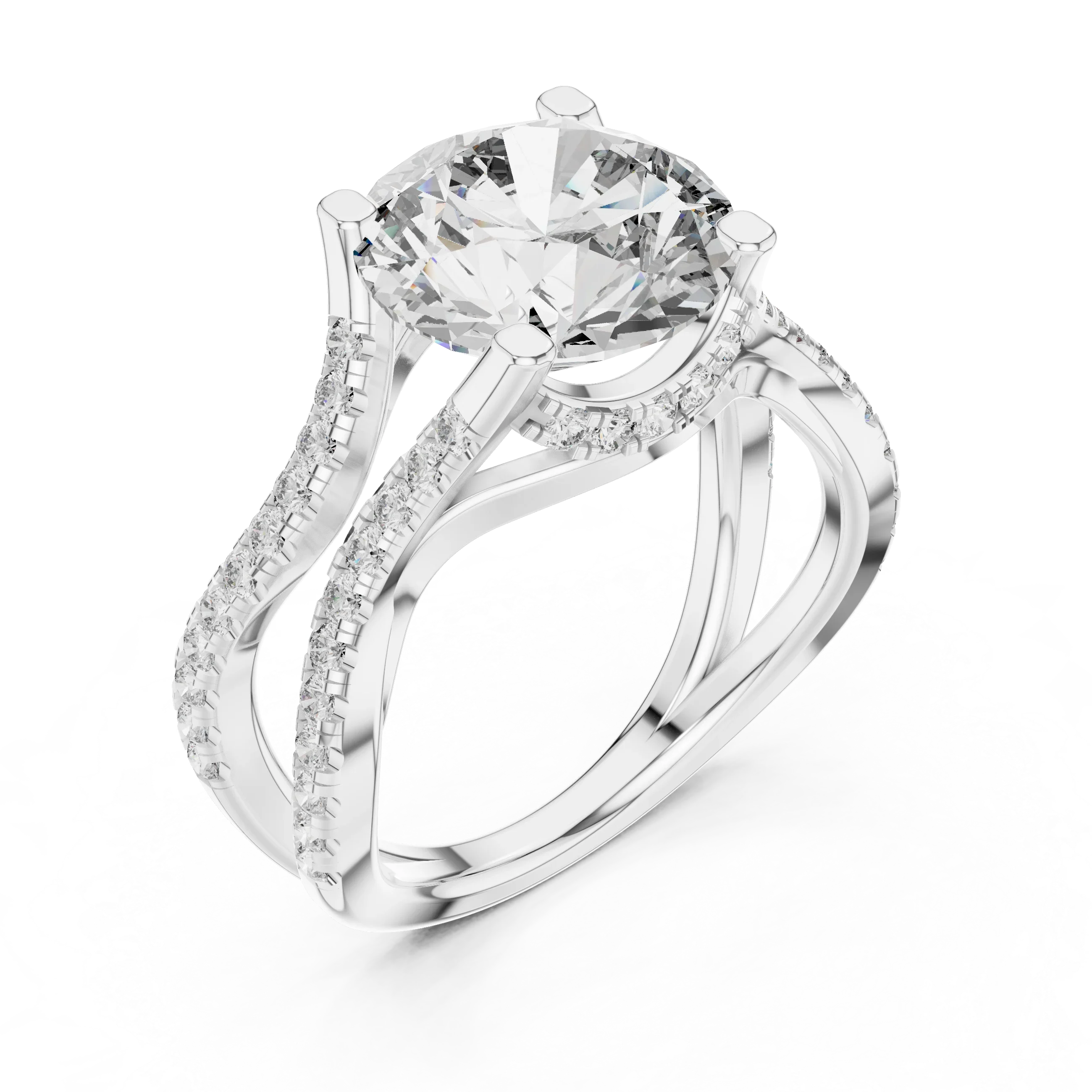 3.89 CT Lab Grown Diamond Round Accented Engagement Ring