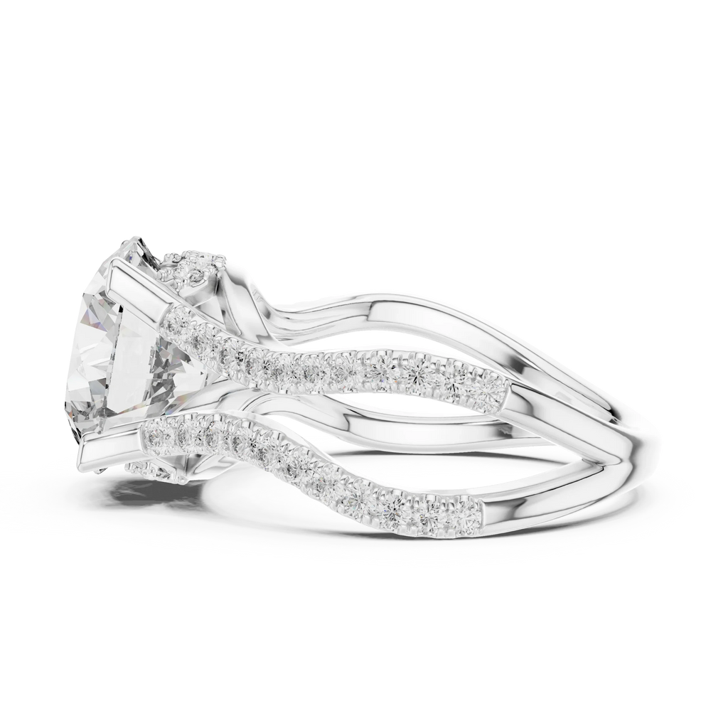 3.89 CT Lab Grown Diamond Round Accented Engagement Ring