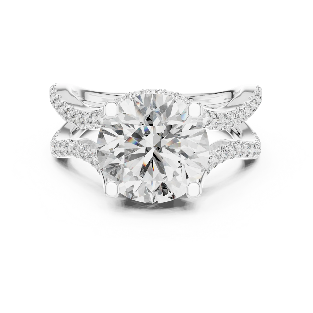3.89 CT Lab Grown Diamond Round Accented Engagement Ring