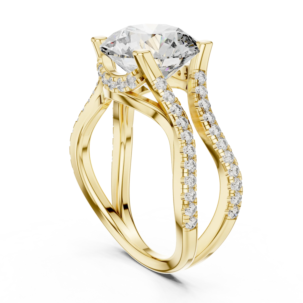 3.89 CT Lab Grown Diamond Round Accented Engagement Ring